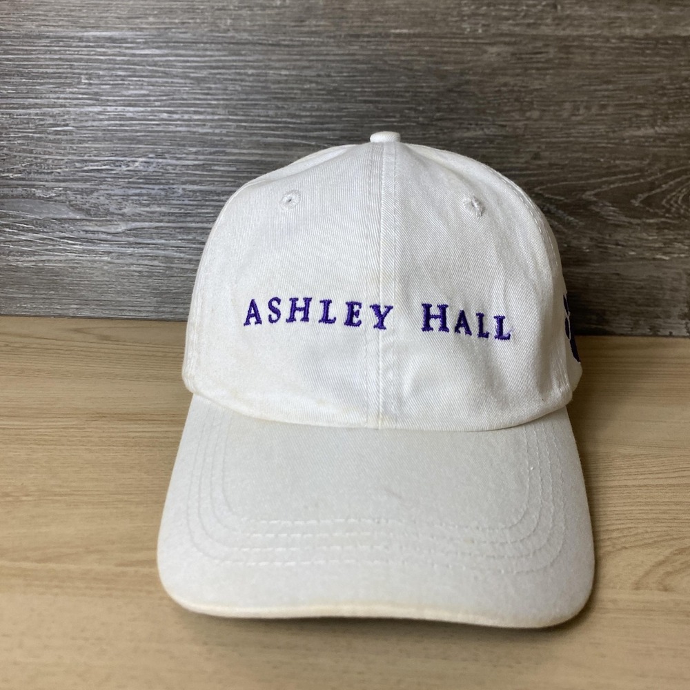 Ashley Hall Hat Cap Strap Back White Purple Embroidered Paw Founded 1909 Womens